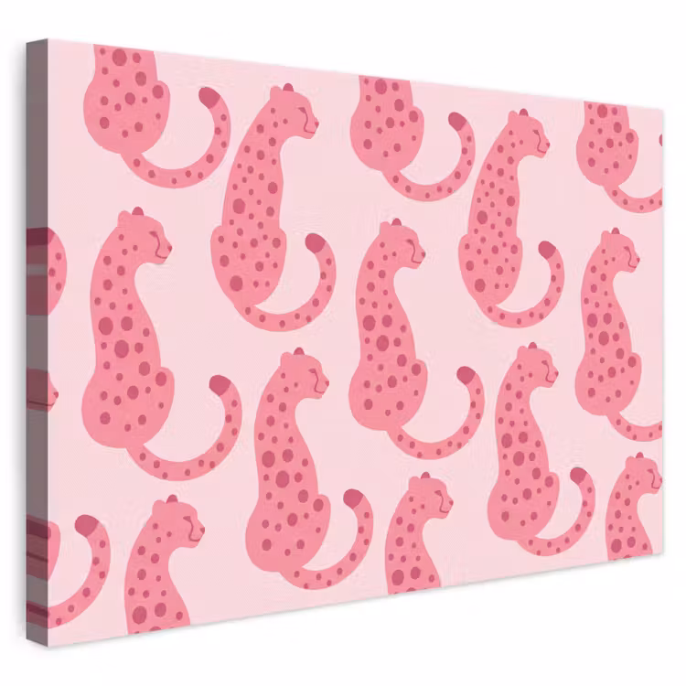 Kat - Gevlekt - Dieren - Patroon - Roze canvas 2cm klein -3d