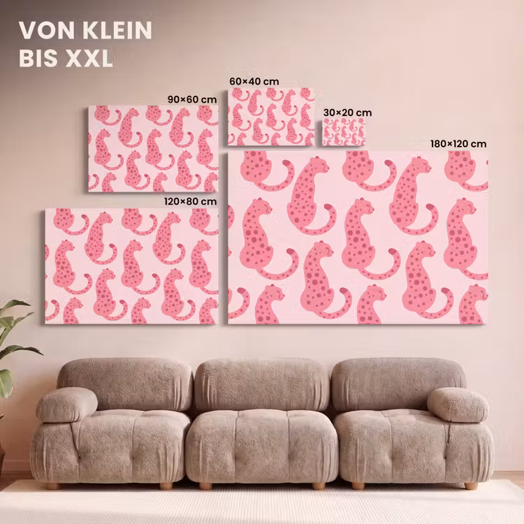 Kat - Gevlekt - Dieren - Patroon - Roze canvas 2cm klein -Xsfeer8_DE
