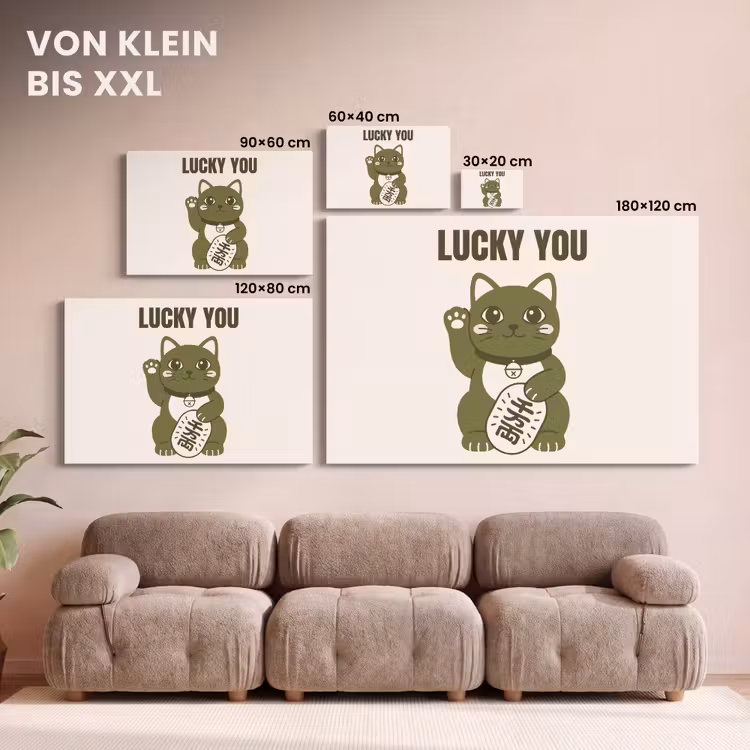 Kat - Geluk - Dieren - Modern - Groen canvas 2cm klein -Xsfeer8_DE