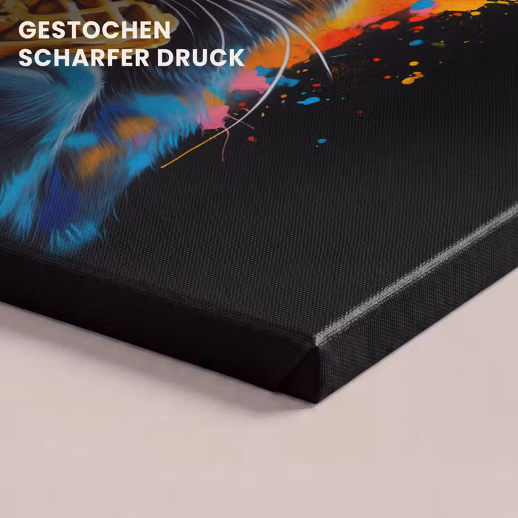 Kat - Graffiti - Kleurrijk - Wafel - Eten canvas 2cm klein -uniquesellingpoint_afwerking-onlywow_DE
