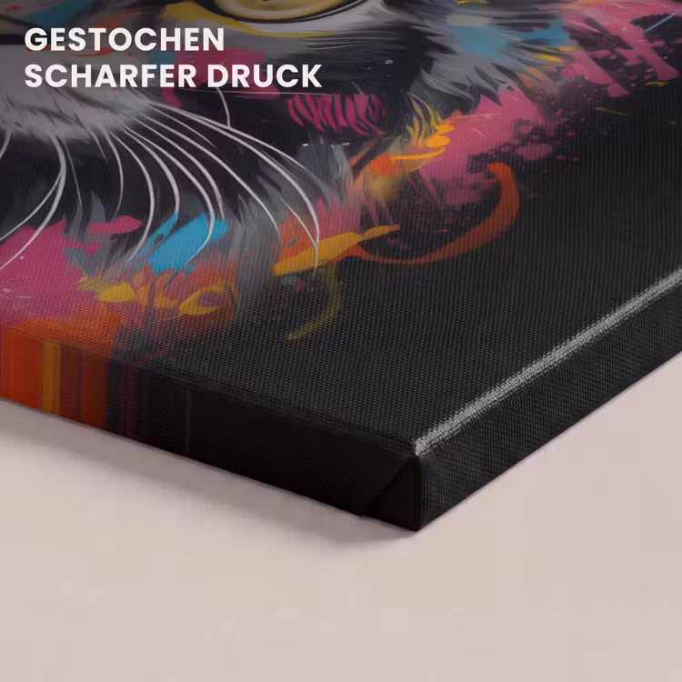 Kat - Graffiti - Dieren - Kleuren - Grijs canvas 2cm klein -closeup_print_DE