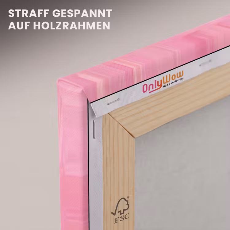 Kat - Groep - Dieren - Modern - Roze canvas 2cm klein -uniquesellingpoint_afwerking-onlywow_DE