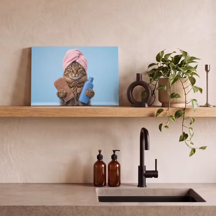 Kat - Handdoek - Washand - Zeep canvas 2cm klein -sfeer6
