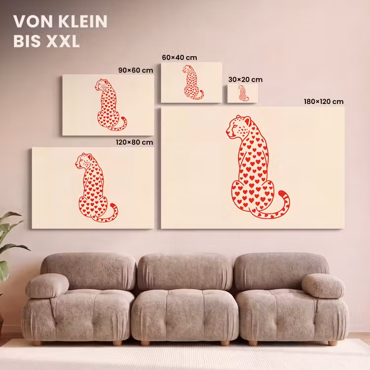 Kat - Harten - Dieren - Modern - Rood canvas 2cm klein -Xsfeer8_DE
