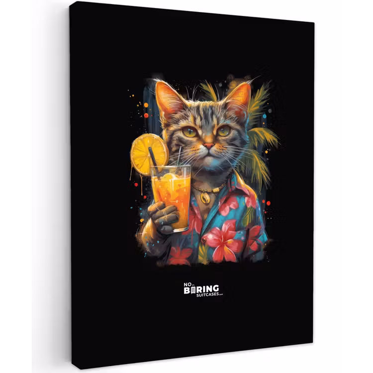 Kat in tropische street art stijl canvas 2cm klein -z3d