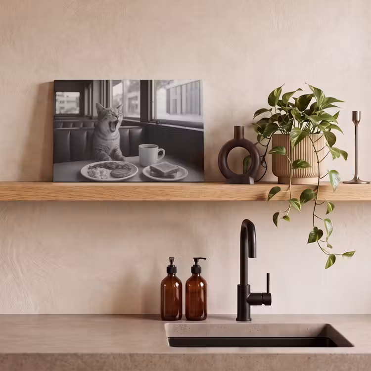 Kat - Koffie - Brood - Zwart canvas 2cm klein -sfeer6