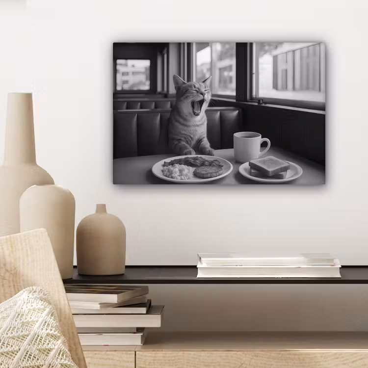 Kat - Koffie - Brood - Zwart canvas 2cm klein -closeup_print_DE