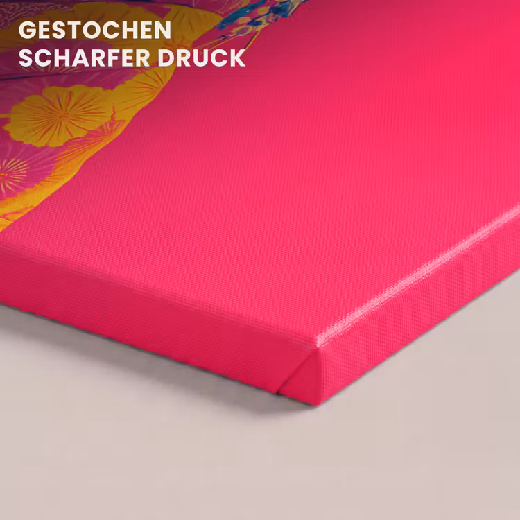 Kat - Kimono - Bloemen - Roze canvas 2cm klein -uniquesellingpoint_afwerking-onlywow_DE