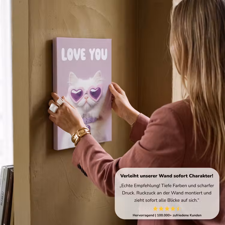 Kat - Love - Paars - Valentijn canvas 2cm klein -sfeer3