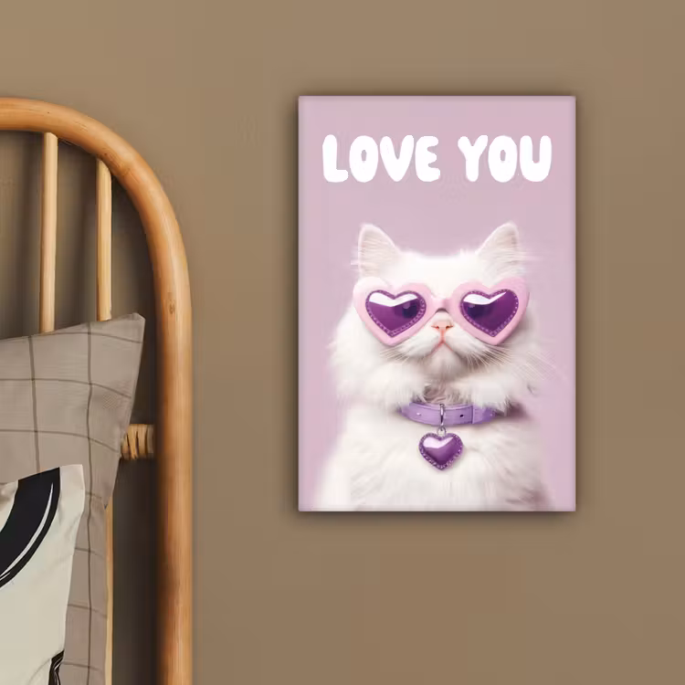 Kat - Love - Paars - Valentijn canvas 2cm klein -sfeer6