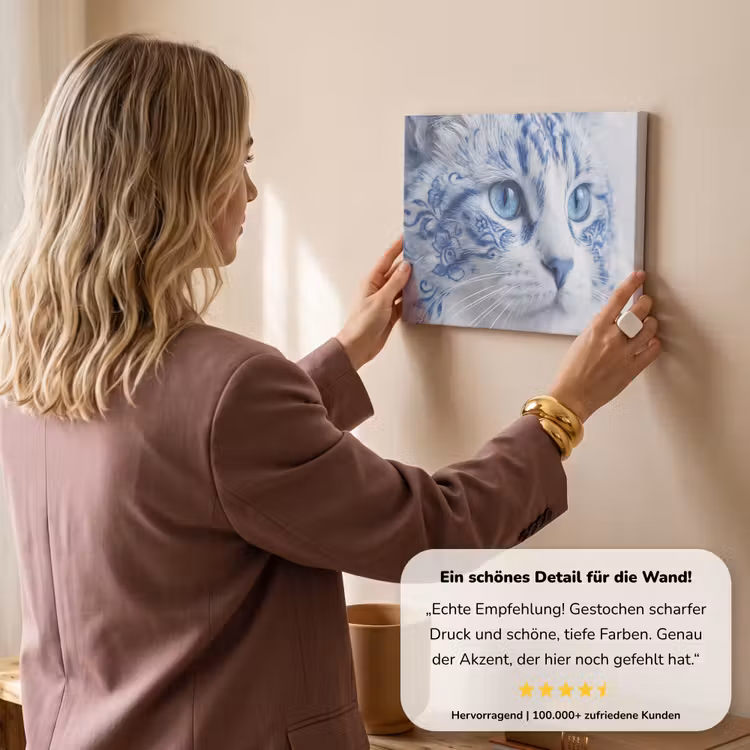 Kat - Patroon - Blauw canvas 2cm klein -Xsfeer7_DE