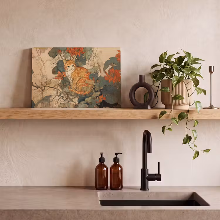 Kat - Sierlijk - Bloemen canvas 2cm klein -sfeer3