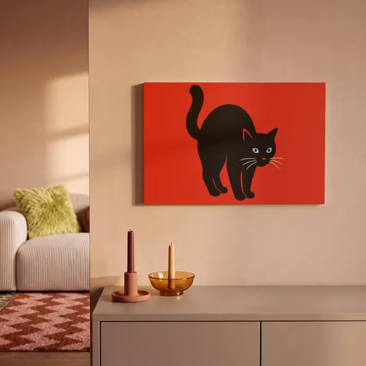 Kat - Zwart - Staart canvas 2cm klein -sfeer1