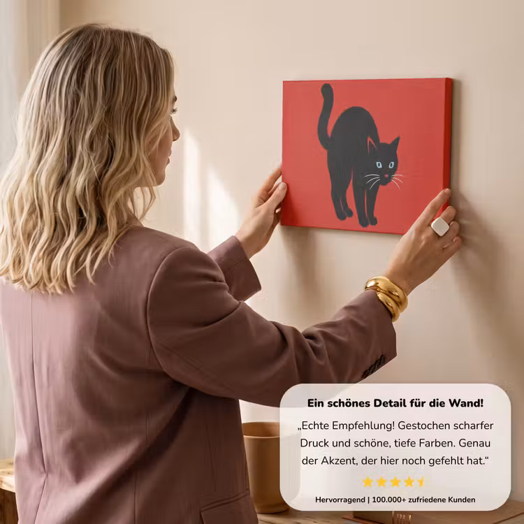 Kat - Zwart - Staart canvas 2cm klein -sfeer3