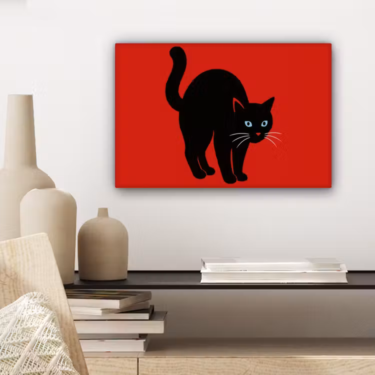 Kat - Zwart - Staart canvas 2cm klein -sfeer6
