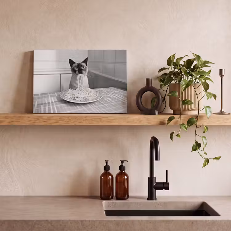 Kat - Siamees - Zwart Wit - Schattig - Dieren canvas 2cm klein -closeup_print_DE