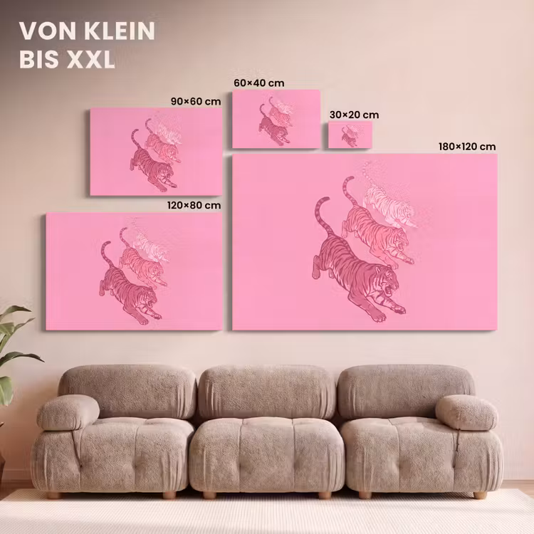 Kat - Springend - Dieren - Roze - Modern canvas 2cm klein -Xsfeer8_DE