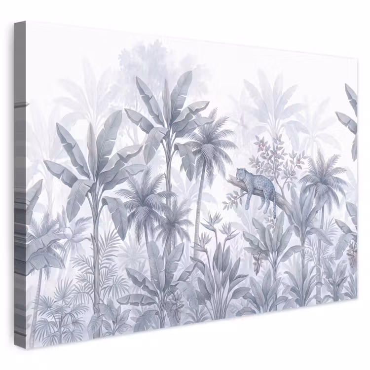 Kat - Tropisch bos - Modern - Grijs canvas 2cm klein -3d