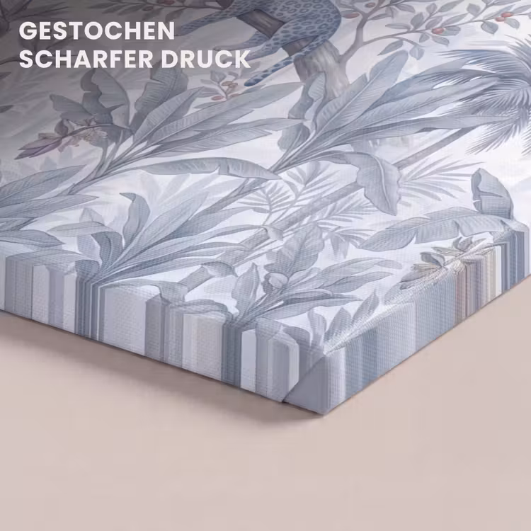 Kat - Tropisch bos - Modern - Grijs canvas 2cm klein -closeup_print_DE
