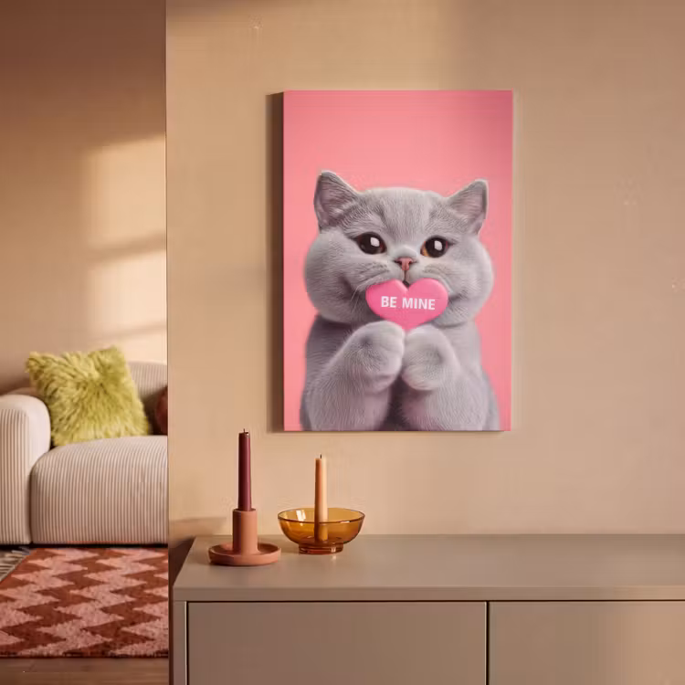 Kat - Valentijn - Roze - Liefde canvas 2cm klein -sfeer1