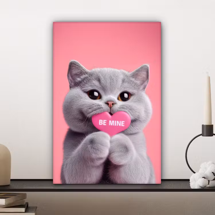 Kat - Valentijn - Roze - Liefde canvas 2cm klein -sfeer6