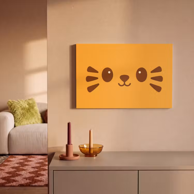 Kat - Simplistisch - Oranje - Vrolijk canvas 2cm klein -sfeer1