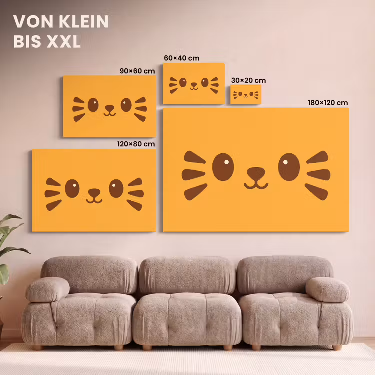 Kat - Simplistisch - Oranje - Vrolijk canvas 2cm klein -Xsfeer8_DE