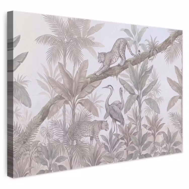 Kat - Vogel - Jungle - Illustratie - Dieren canvas 2cm klein -3d