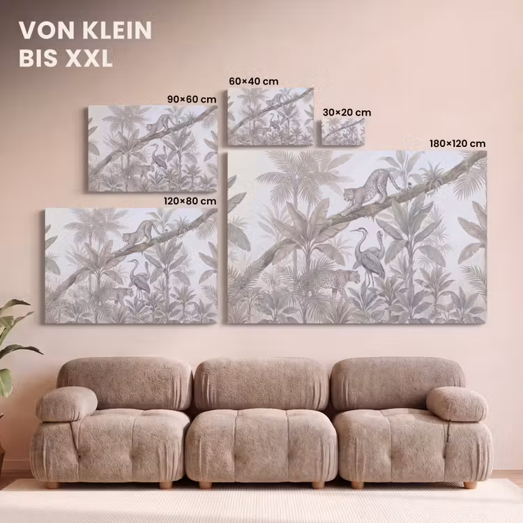 Kat - Vogel - Jungle - Illustratie - Dieren canvas 2cm klein -Xsfeer8_DE
