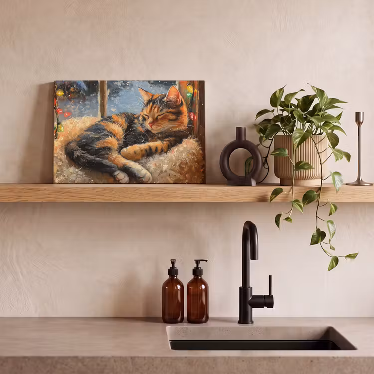 Kat - Kerst - Winter - Dier canvas 2cm klein -sfeer3