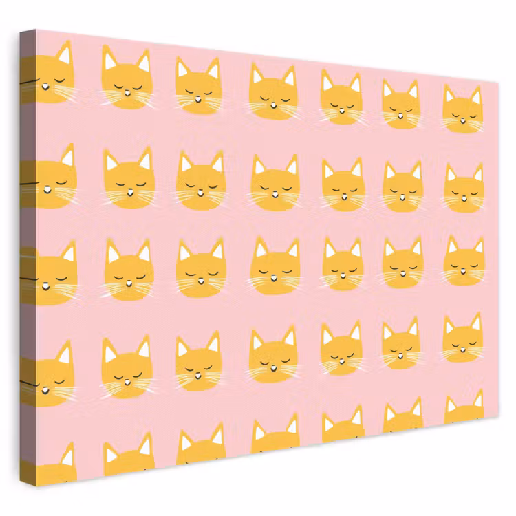 Katten - Patroon - Roze canvas 2cm klein 34 -3d
