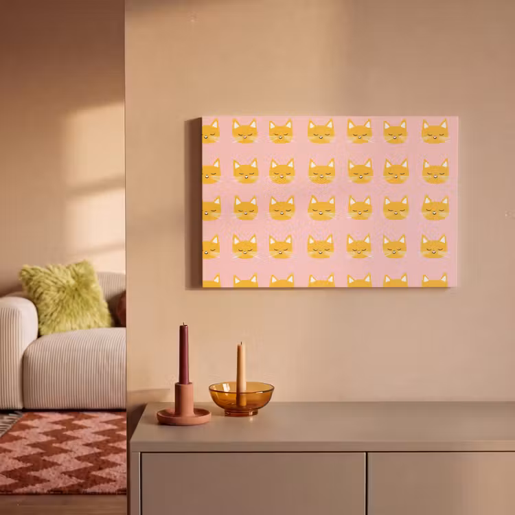 Katten - Patroon - Roze canvas 2cm klein 34 -sfeer1