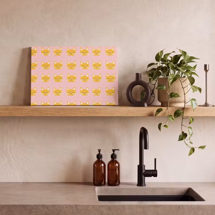 Katten - Patroon - Roze canvas 2cm klein 34 -sfeer3