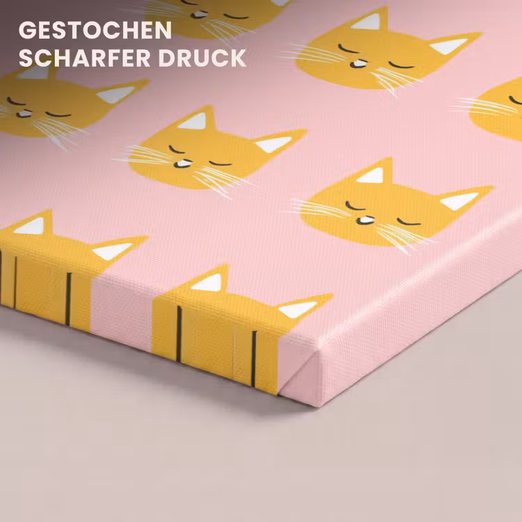 Katten - Patroon - Roze canvas 2cm klein 34 -closeup_print_DE