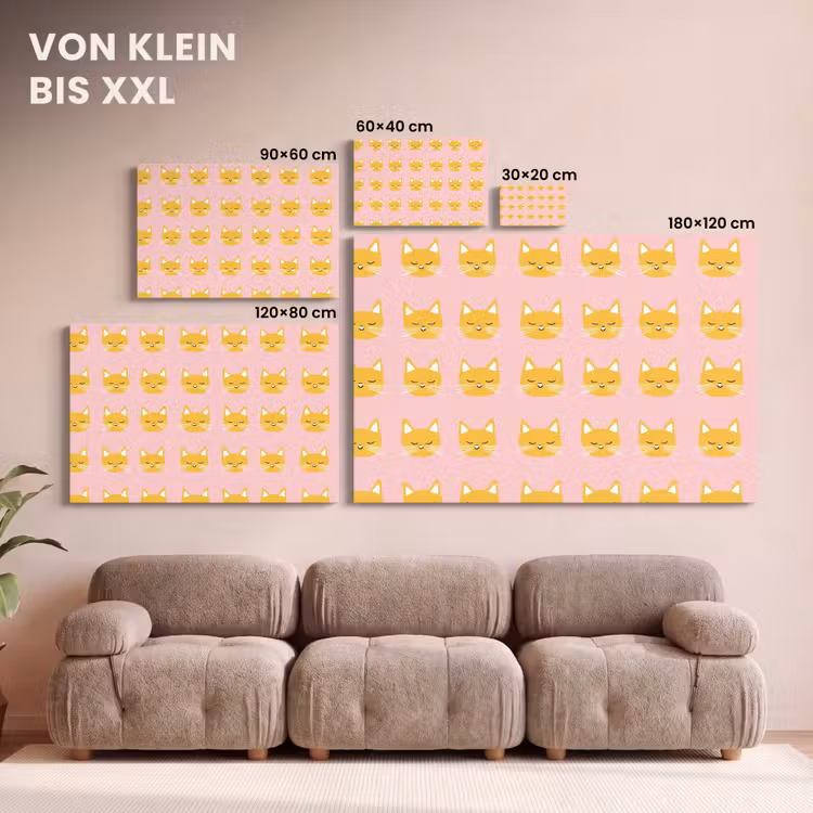 Katten - Patroon - Roze canvas 2cm klein 34 -Xsfeer8_DE