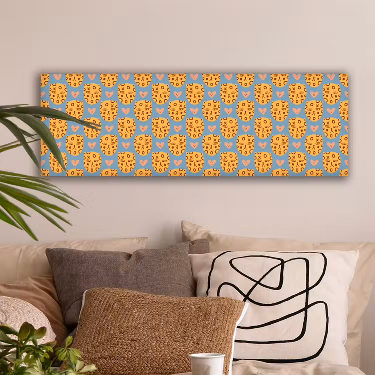 Kattenkoppen - Cirkels - Hartjes - Blauw canvas 2cm klein 828 -sfeer1