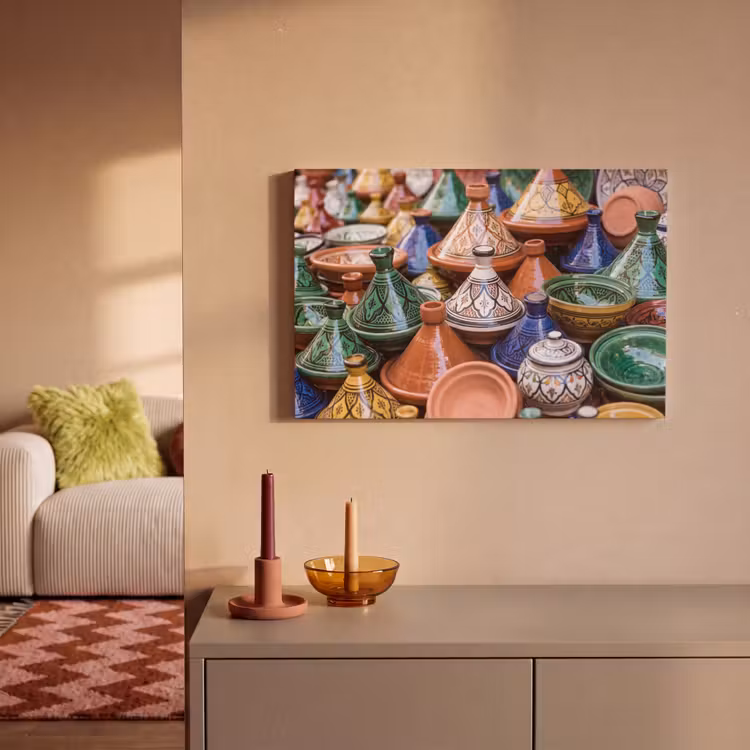 Leinwandbild - Keramik – Bunt – Muster - Aardewerk - Kleurrijk - Patroon canvas 2cm klein