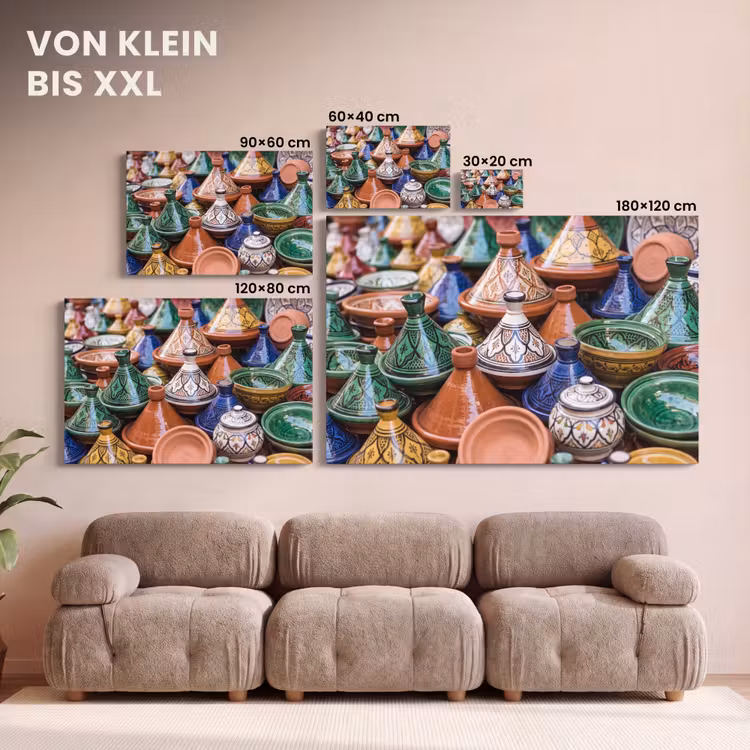 Leinwandbild - Keramik – Bunt – Muster - Aardewerk - Kleurrijk - Patroon canvas 2cm klein