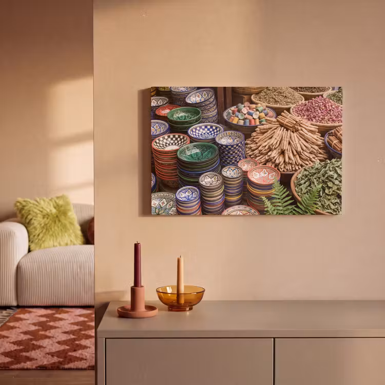 Leinwandbild - Keramik – Orientalisch – Farbenfroh - Aardewerk - Oosters - Kleurrijk canvas 2cm klein