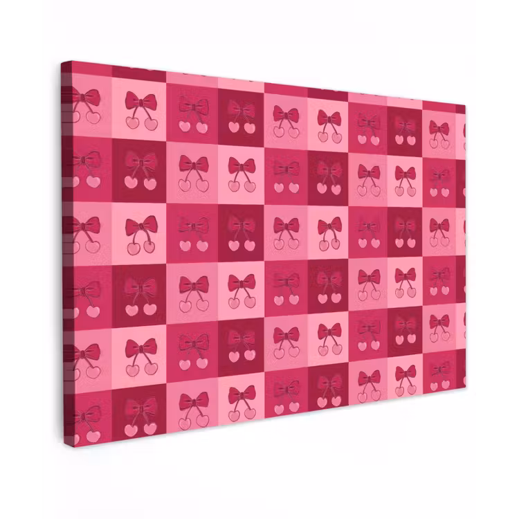 Kersen - Strikjes - Speels - Roze - Bordeaux canvas 2cm klein 34 -z3d