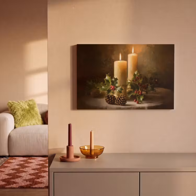 Kaarslicht - Kerst - Veelkleurig canvas 2cm klein -sfeer1
