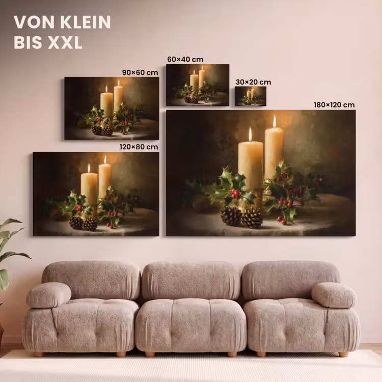 Kaarslicht - Kerst - Veelkleurig canvas 2cm klein -Xsfeer8_DE
