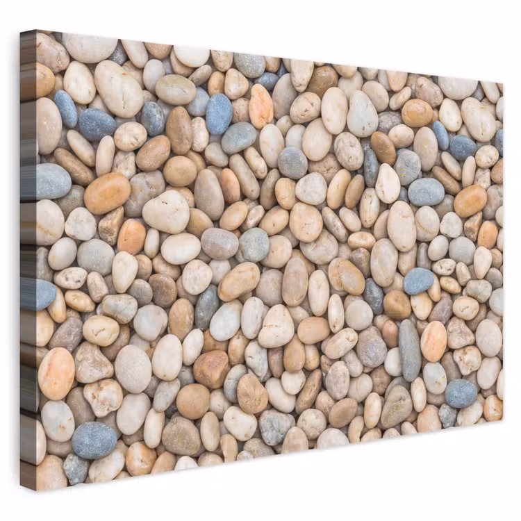 Kiezelstenen - Natuur - Textuur - Beige - Grijs canvas 2cm klein -3d