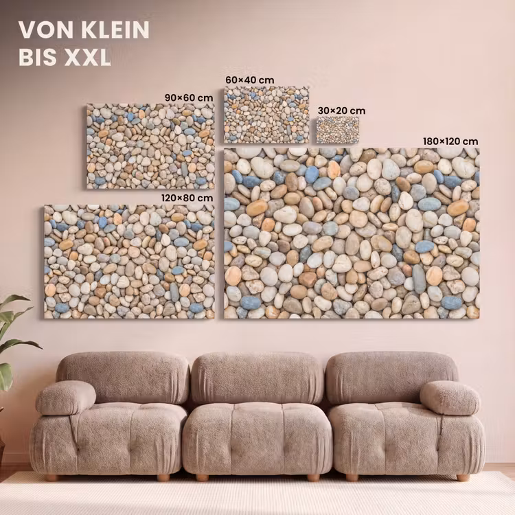 Kiezelstenen - Natuur - Textuur - Beige - Grijs canvas 2cm klein -Xsfeer8_DE