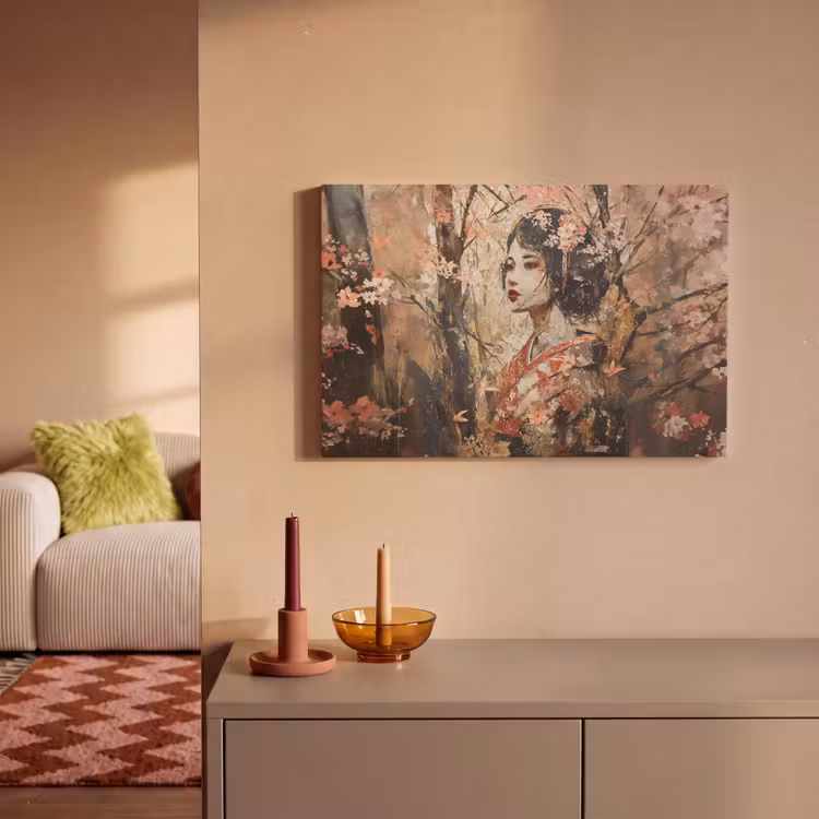 Kimono - Vrouw - kersenbomen canvas 2cm klein -sfeer1