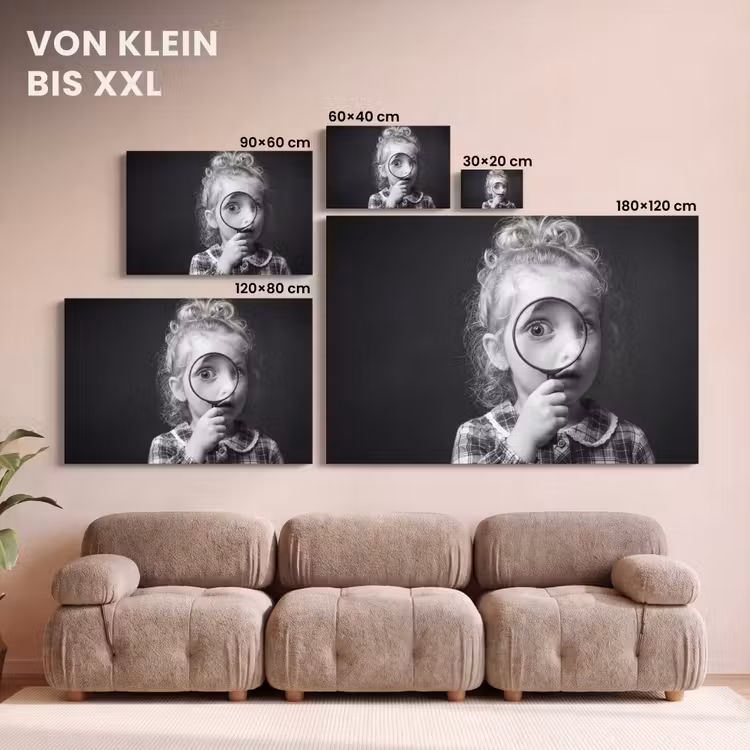 Kind - Vergrootglas - Portret - Zwart-wit canvas 2cm klein -Xsfeer8_DE