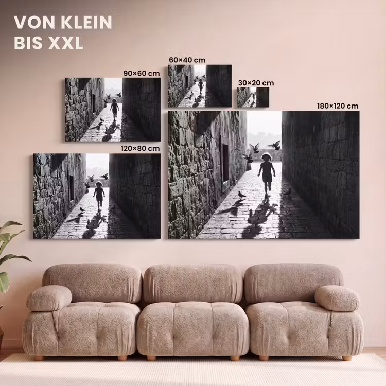 Kind - Vogel - Straat - Zwart-wit - Spelen canvas 2cm klein -Xsfeer8_DE