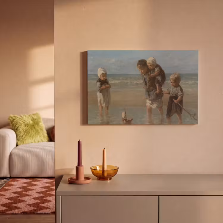 Kinderen der zee - Schilderij van Jozef Israëls canvas 2cm klein -sfeer1