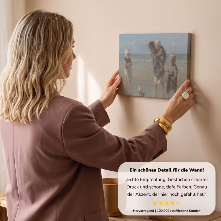 Kinderen der zee - Schilderij van Jozef Israëls canvas 2cm klein -sfeer3