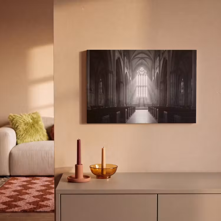 Kerk - Interieur - Lichtstralen - Architectuur - Klassiek canvas 2cm klein -sfeer1